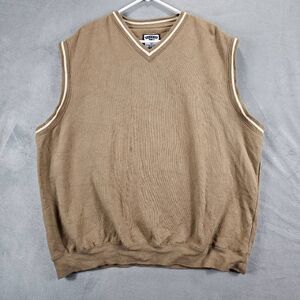 Vintage Lee Vest Mens 2XL Beige Sueded Sleeveless V-neck Knit Sweater